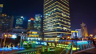 8K移动延时震撼上海陆家嘴城市群繁华夜景视频的预览图